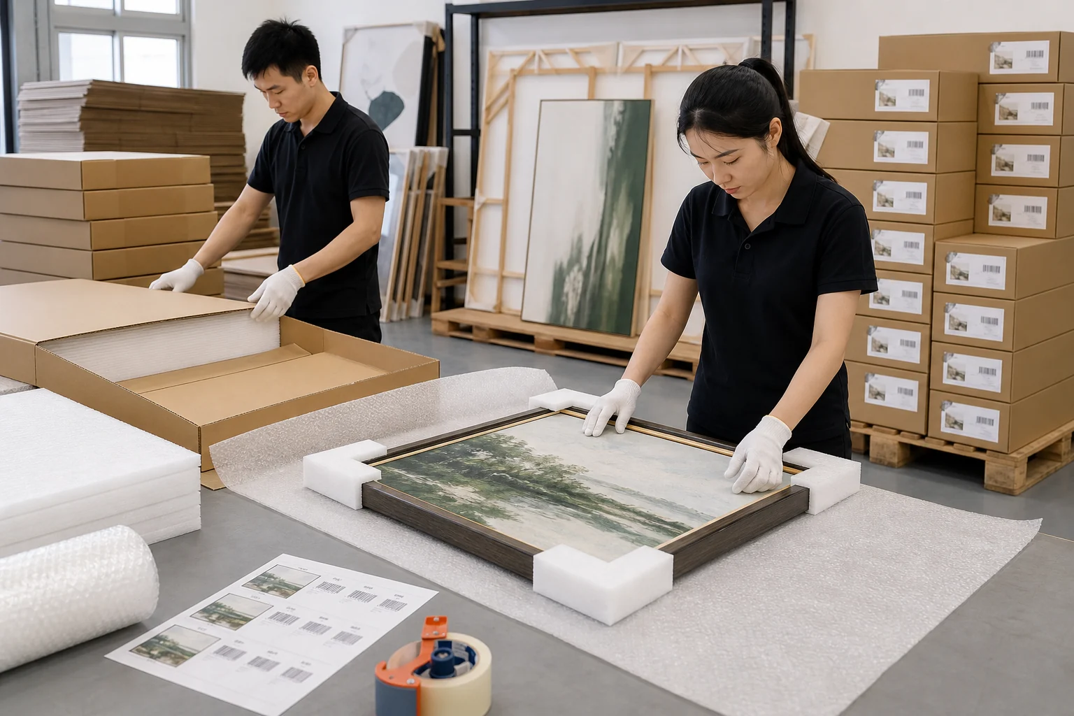 Export packaging for wholesale oil painting orders